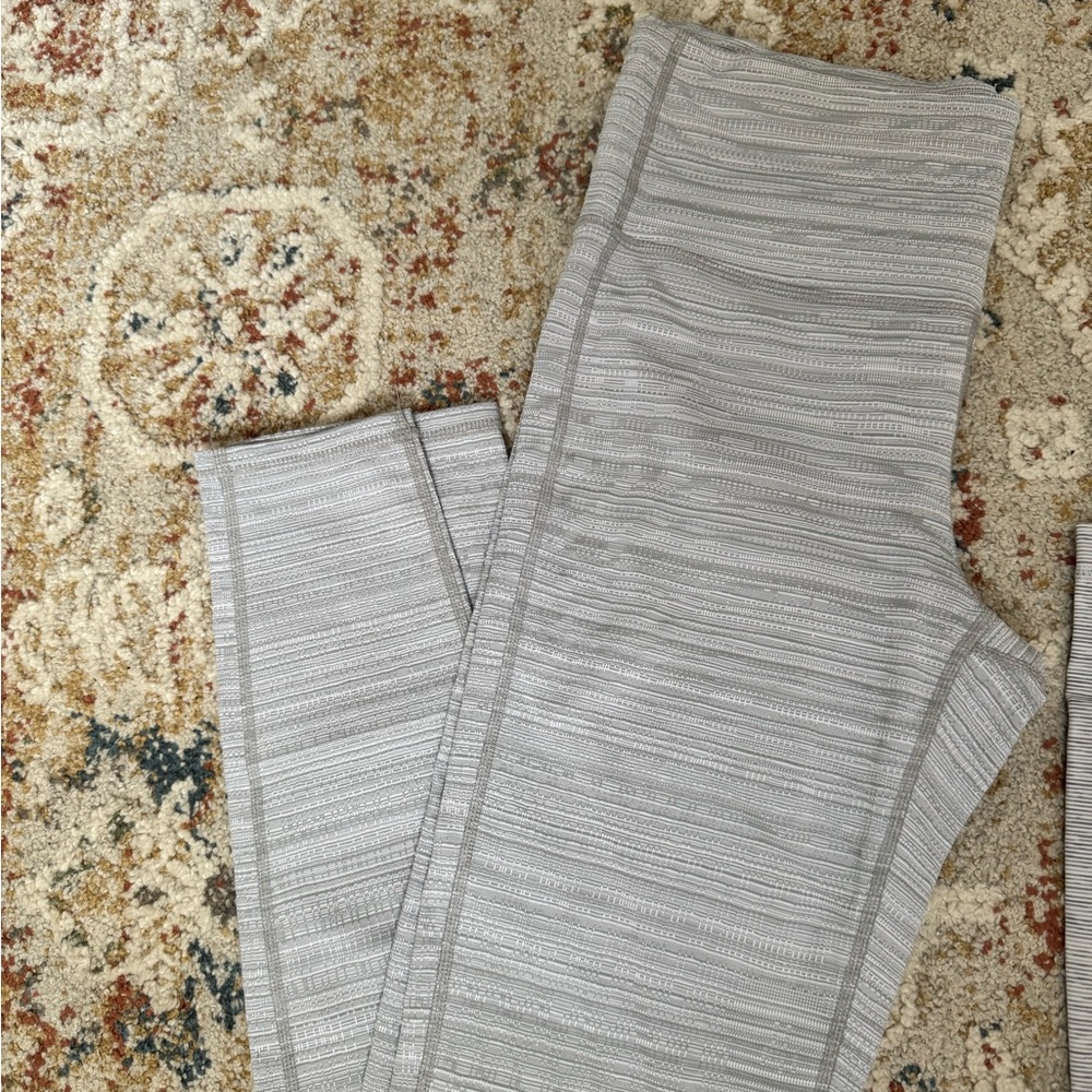 Athleta Gray Striped Leggings